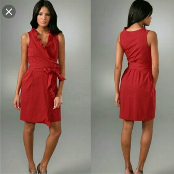 Diane Von Furstenberg Dresses & Skirts - Diane von ferstenberg red ruffle wrap dress size 8